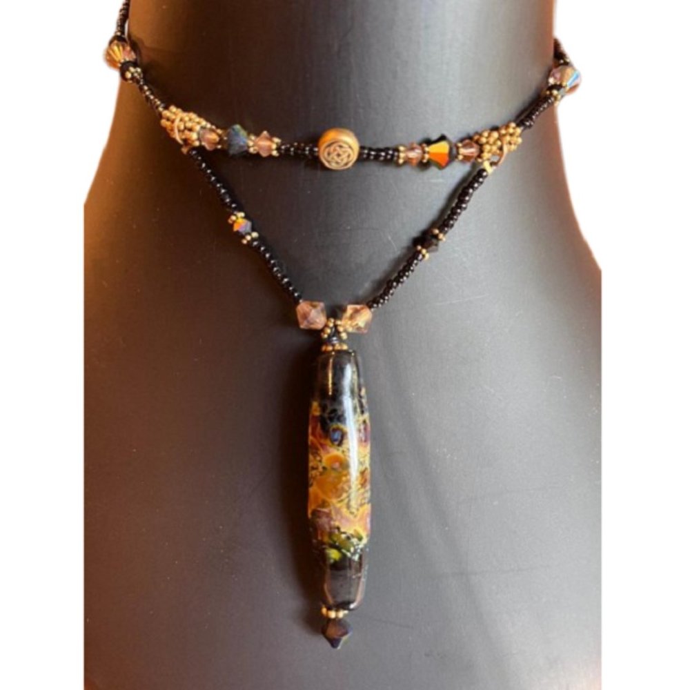 Custom Vintage Handmade Beaded Oriental Jewelry Choker